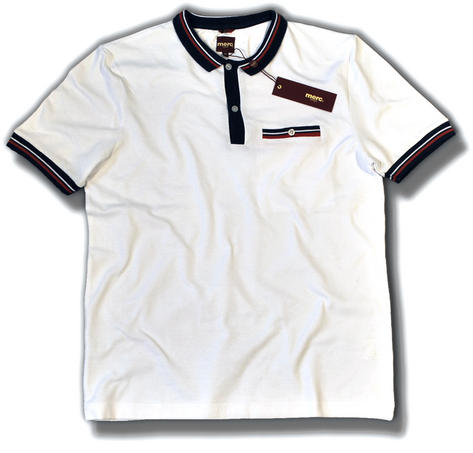 Merc London Mod Small Collar Pocket Polo Shirt White  Preview